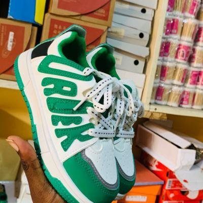 White and Green Ankle Sneakers