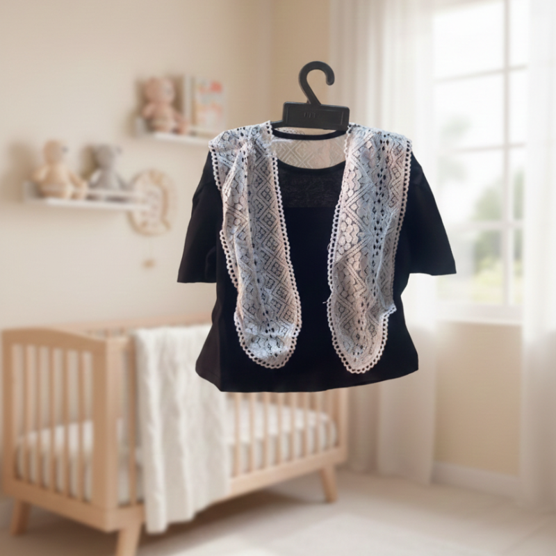 black top designed with white lace