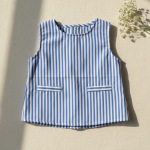 white and blue pinstripes top