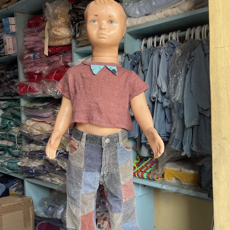 patchwork jean and crop top