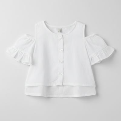 open shoulder white top