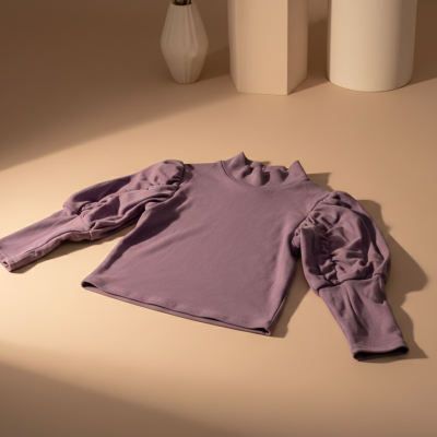 Purple top with ruffled sleeves