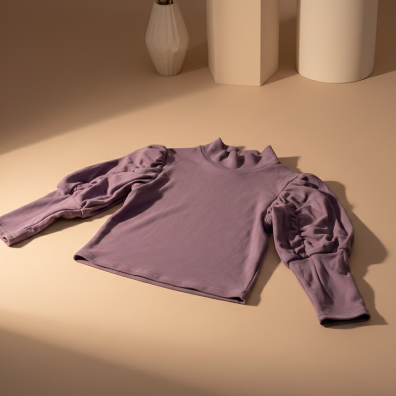 Purple top with ruffled sleeves