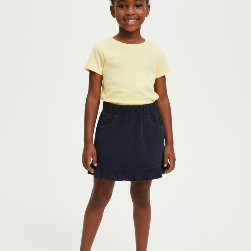 Navy blue corduroy short skirt