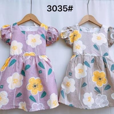 Catpapa kids' girl's puff-sleeve floral dress