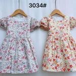 Catpapa kids' girl's puff-sleeve floral dress