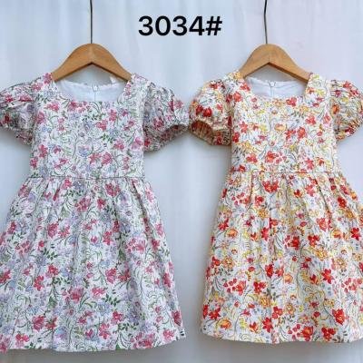 Catpapa kids' girl's puff-sleeve floral dress