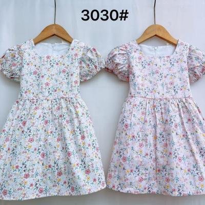 Catpapa kids' girl's puff-sleeve floral dress