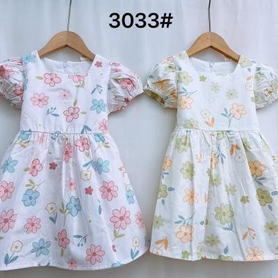 Catpapa kids' girl's puff-sleeve floral dress