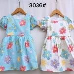 Catpapa kids' girl's puff-sleeve floral dress