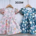 Catpapa kids' girl's puff-sleeve floral dress