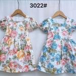 Catpapa kids' girl's puff-sleeve floral dress