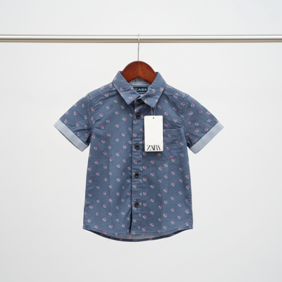 Zara basic navy blue button down shirt.003