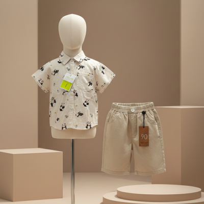 panda print shirt and short