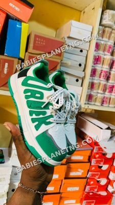 White and Green Ankle Sneakers