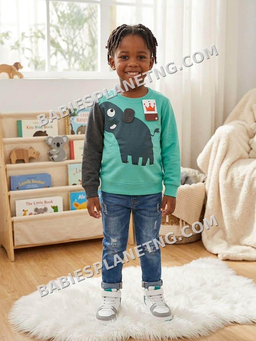 Kids Elephant Graphic Long Sleeve Sweatshirt