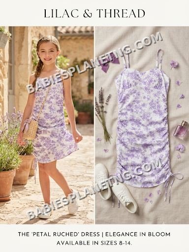 Girls Floral Ruched Mini Dress