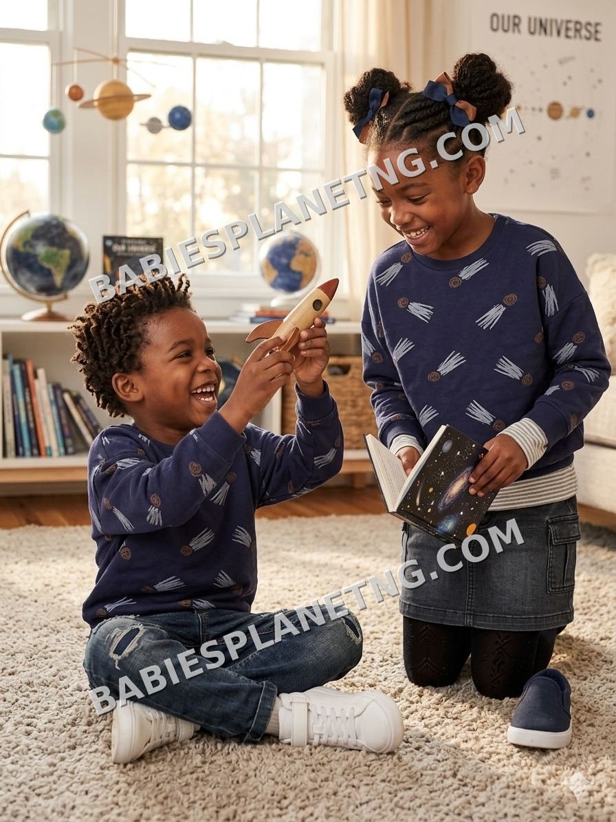 Kids Space Themed Long Sleeve Tops