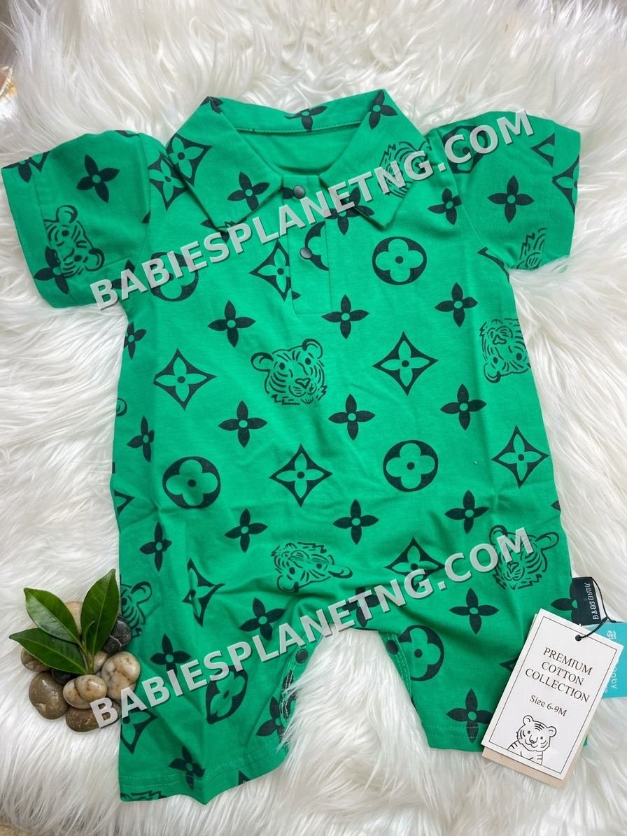 Green Cotton Romper for Babies
