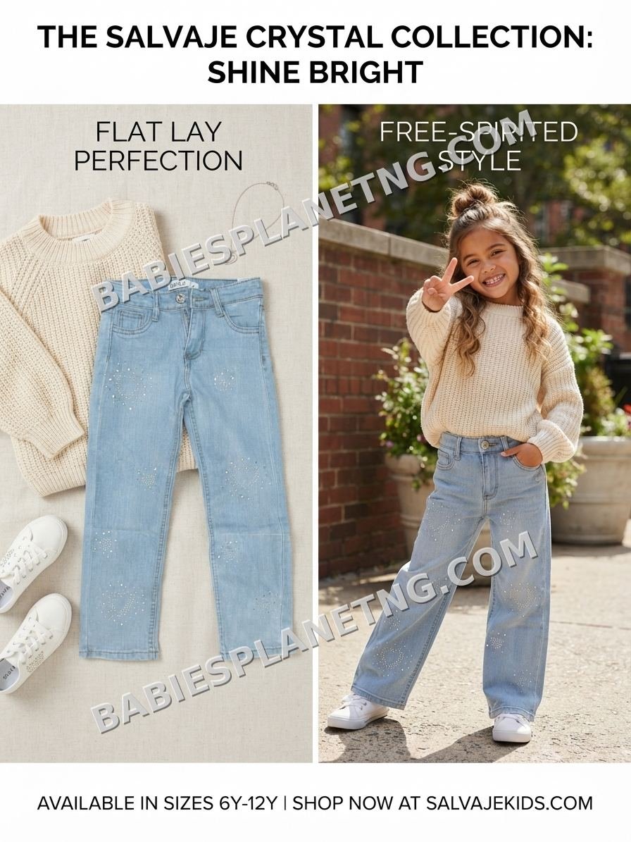 Kids' Crystal Embellished Light Wash Jeans