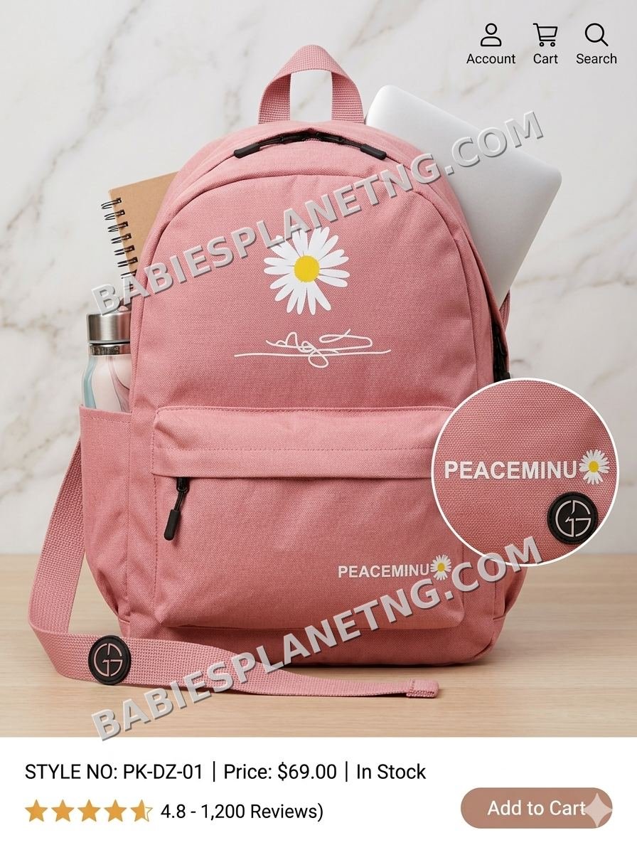 Peaceminu Pink School Bag