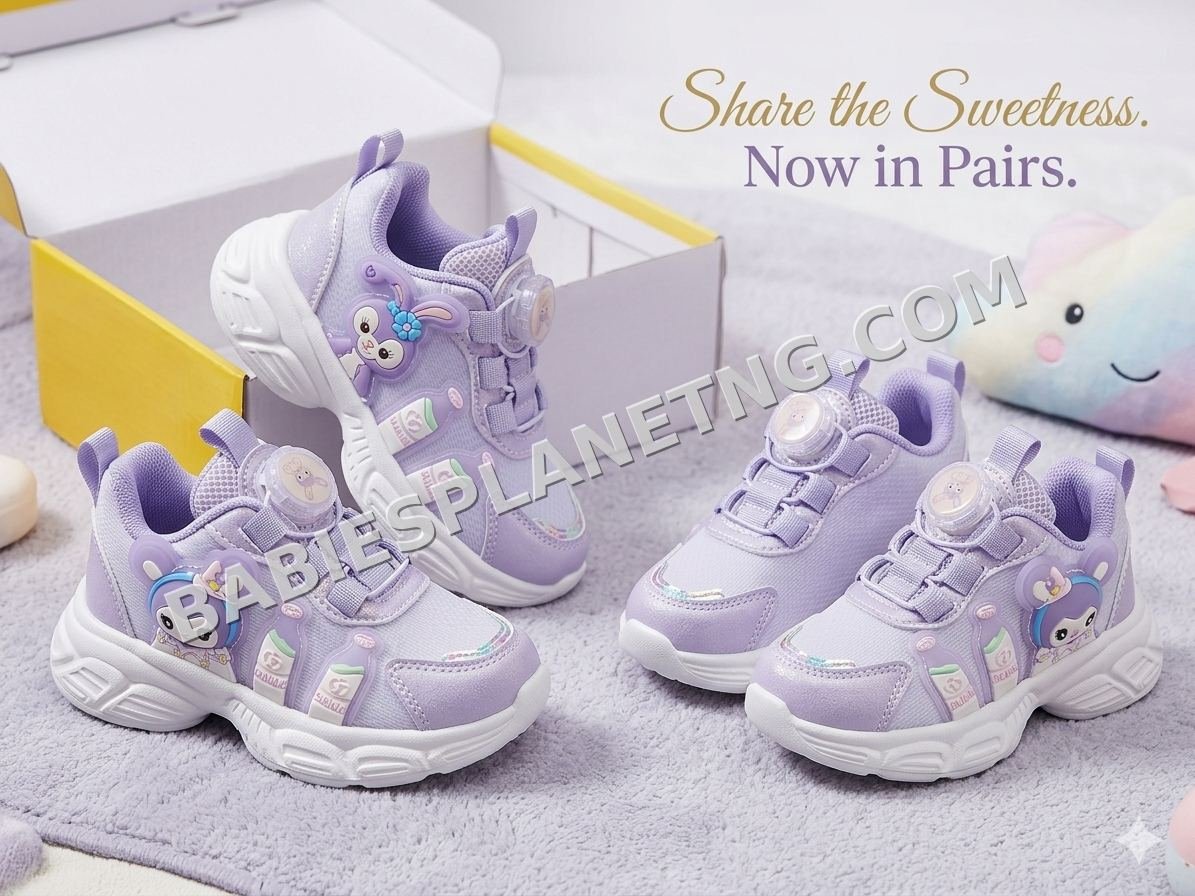 Kids' Purple Character Print Sports Sneakers