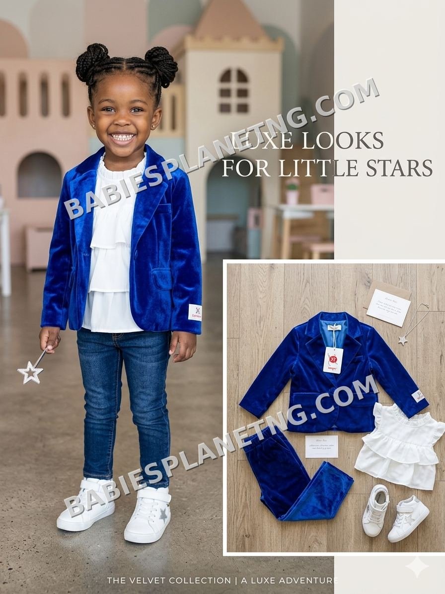 Kids Royal Blue Velvet Suit