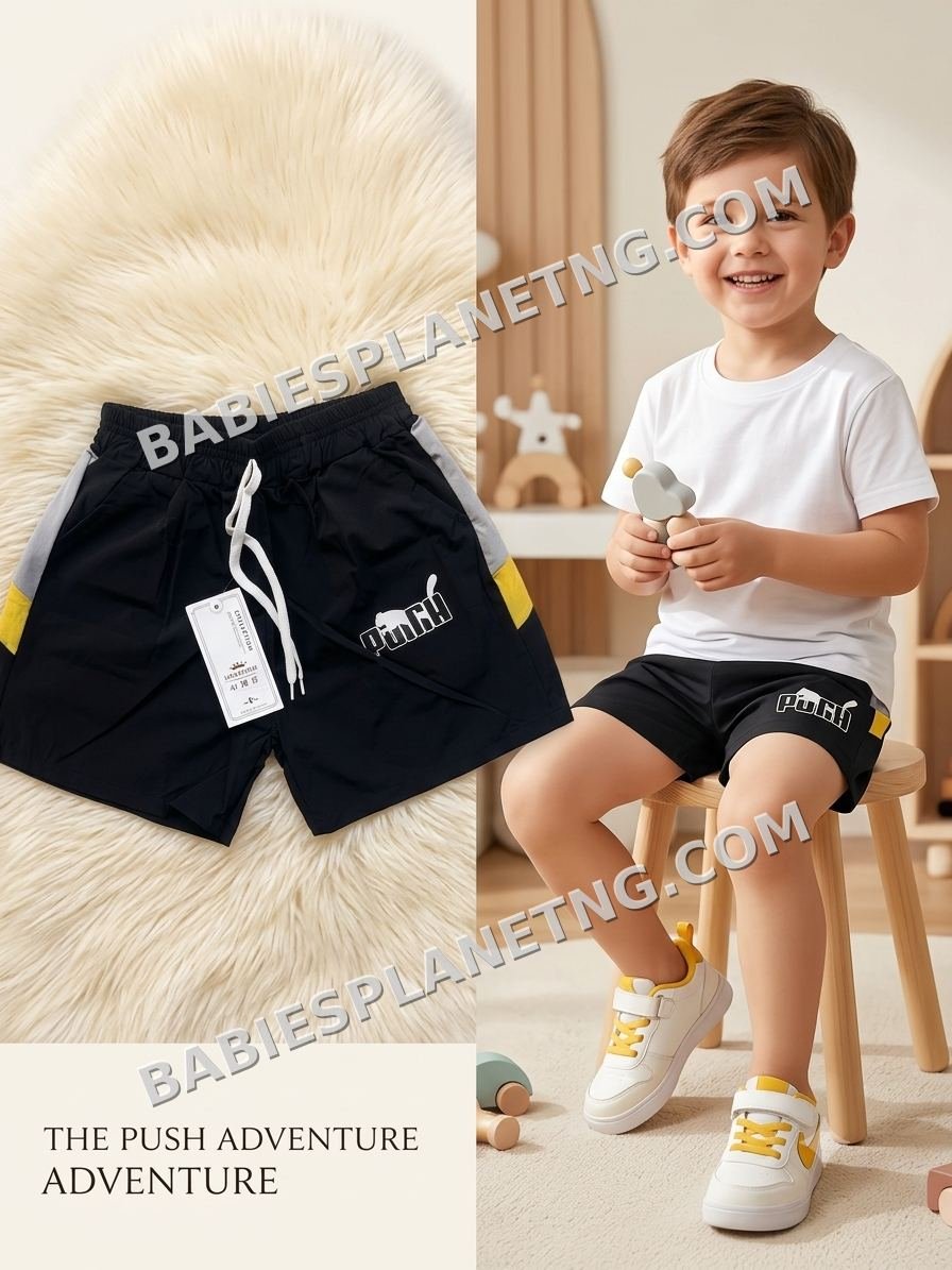 Children's Black Elastic Waist Shorts