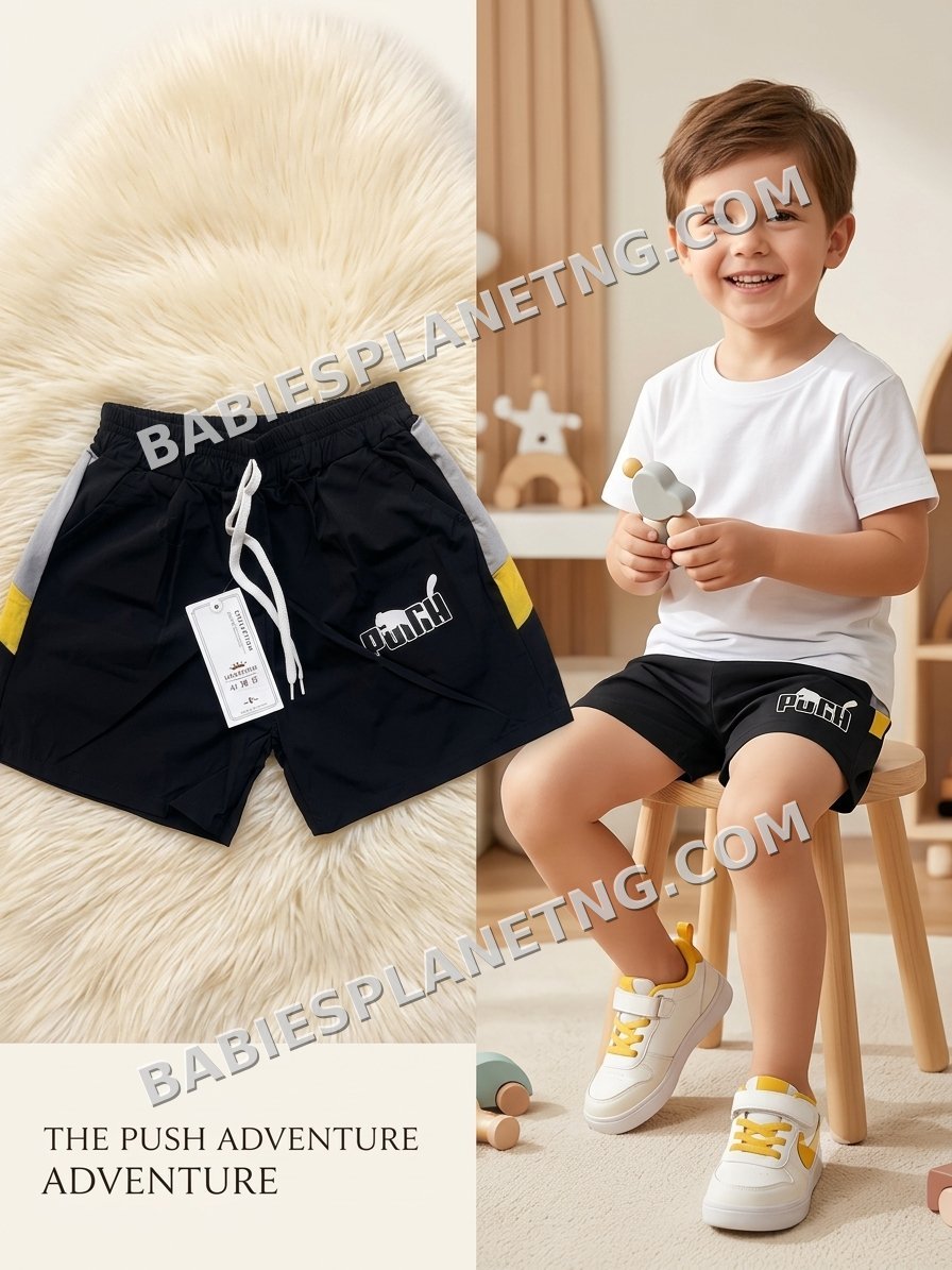Children's Black Elastic Waist Shorts