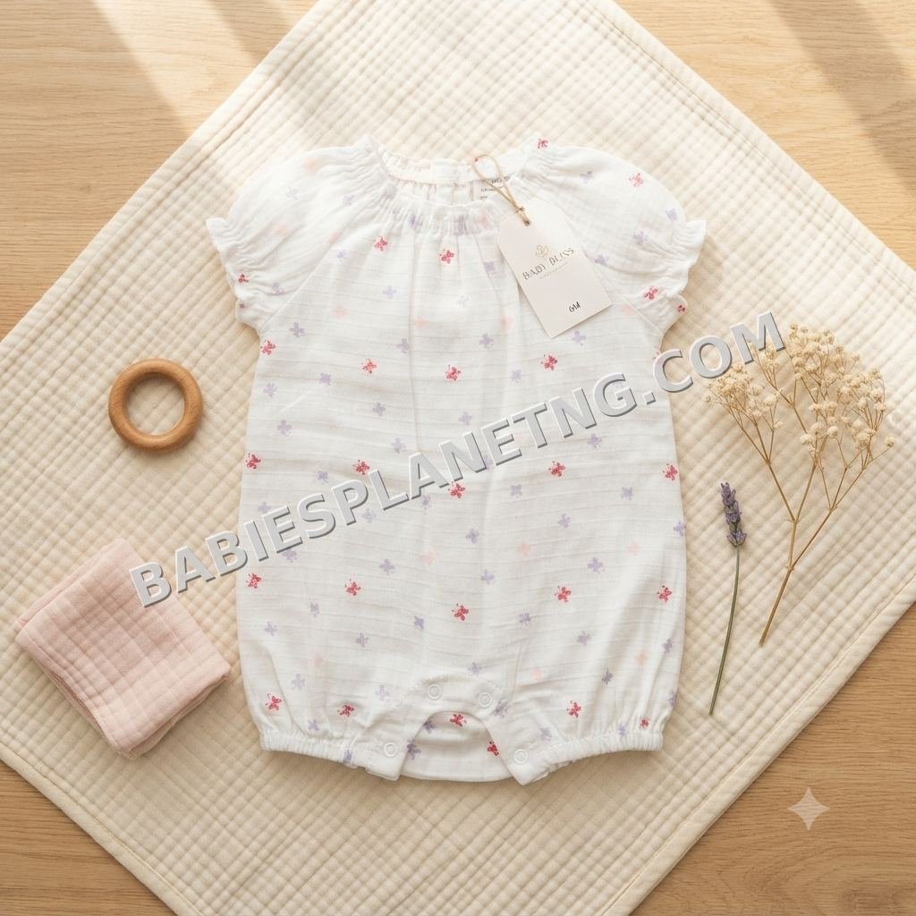 Baby Floral Romper with Ruffled Sleeves
