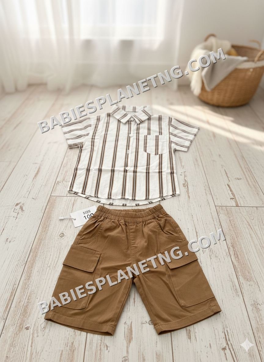 pinstripe shirt and matching cargo short