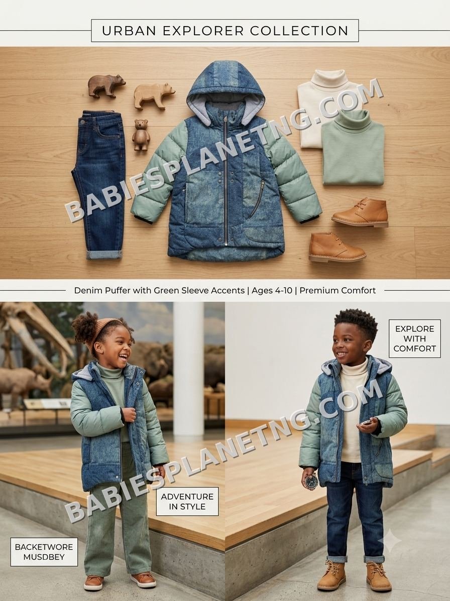 Kids Denim Puffer Jacket
