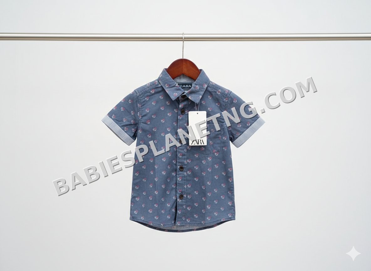 Zara basic navy blue button down shirt.003