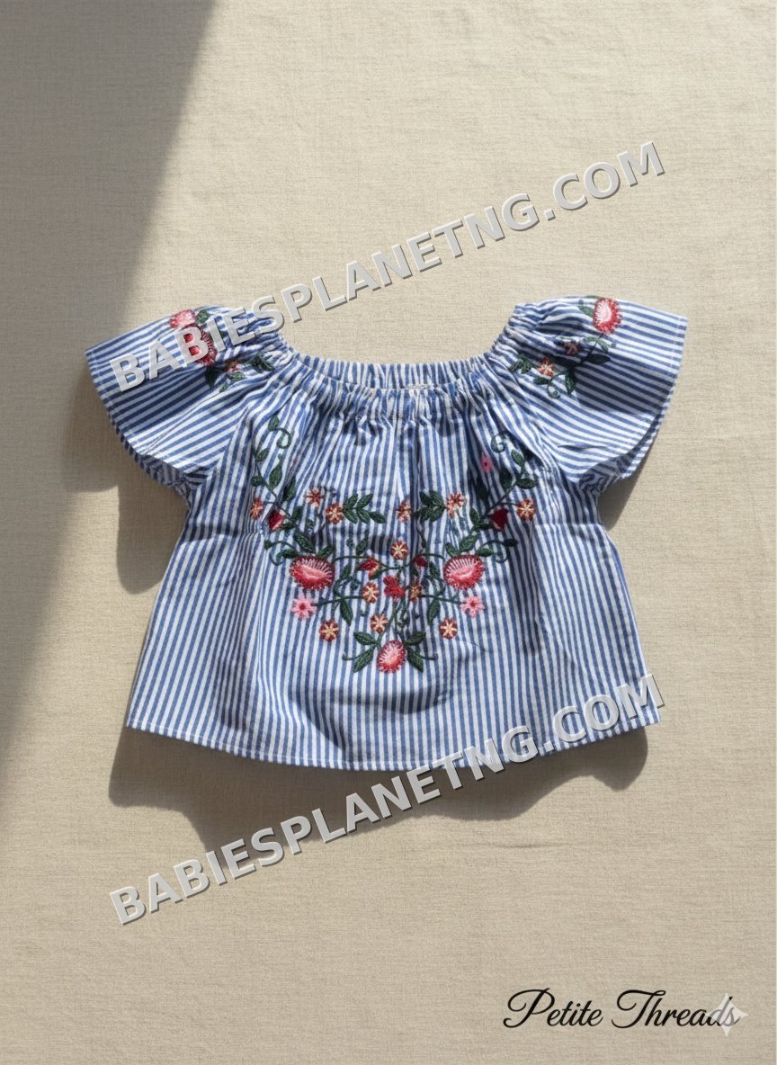 blue and white pinstripes top