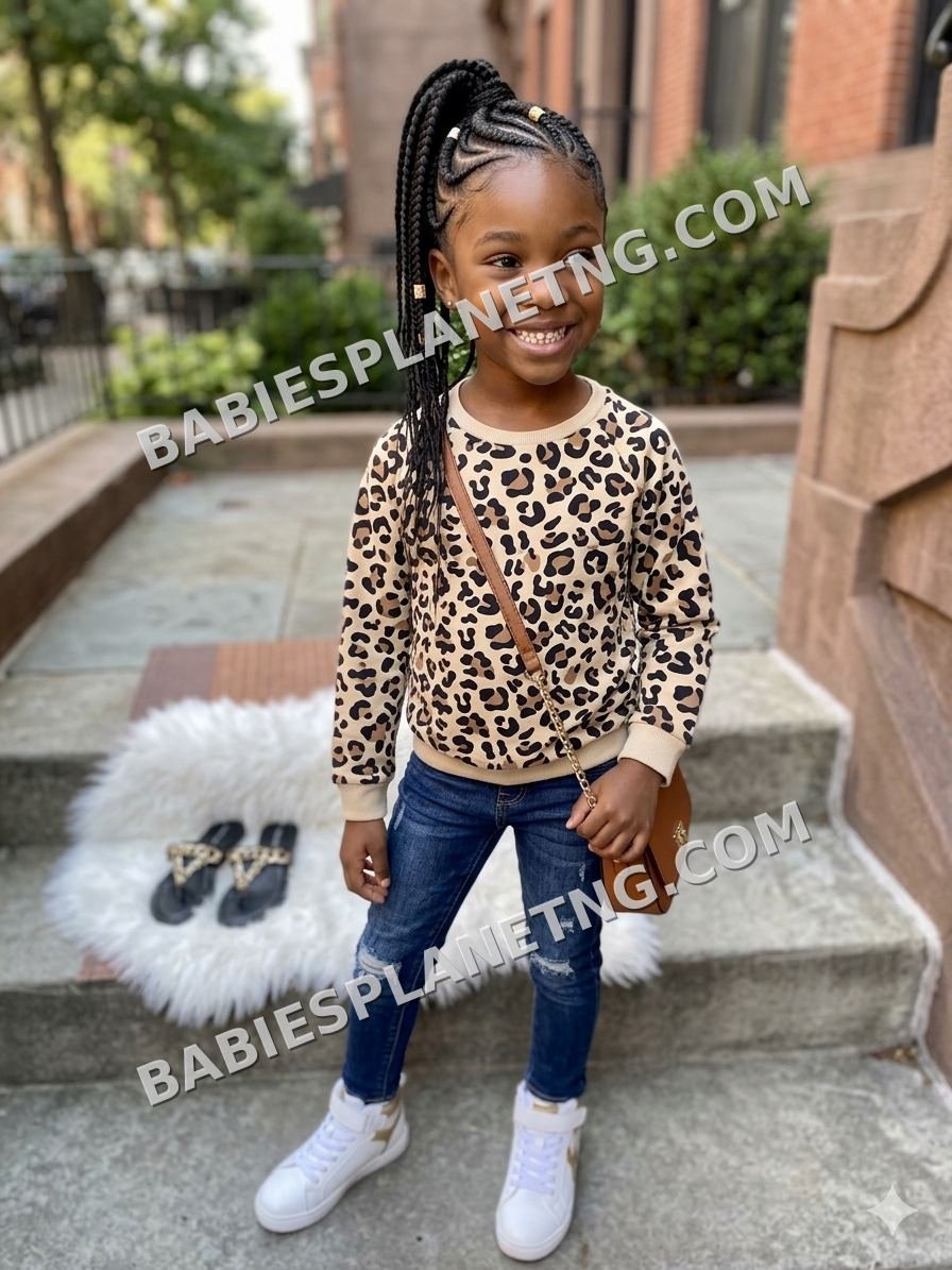 Toddler Leopard Print Crew Neck Sweatshirt
