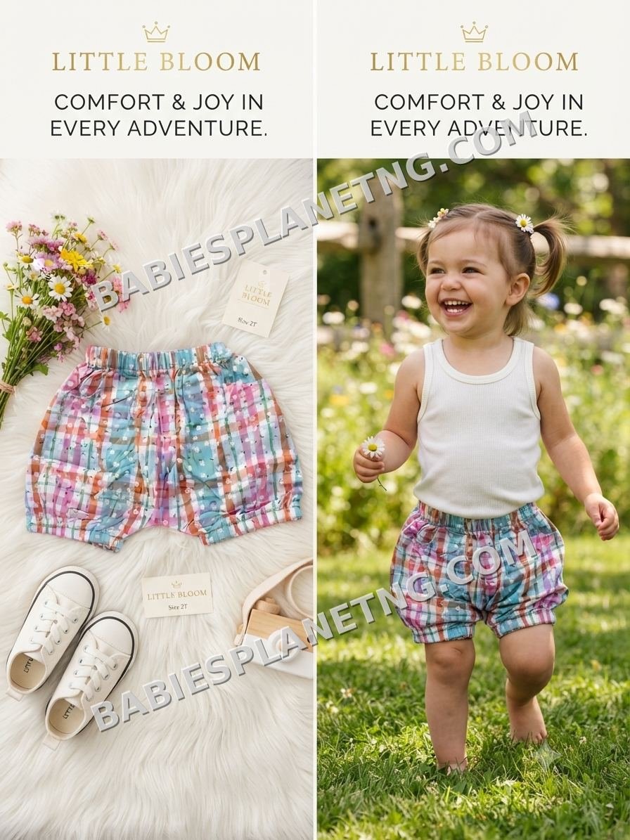 Kids' Floral Plaid Summer Shorts