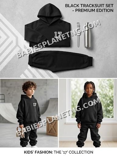 Black Kids' Sports Tracksuit/two piece
