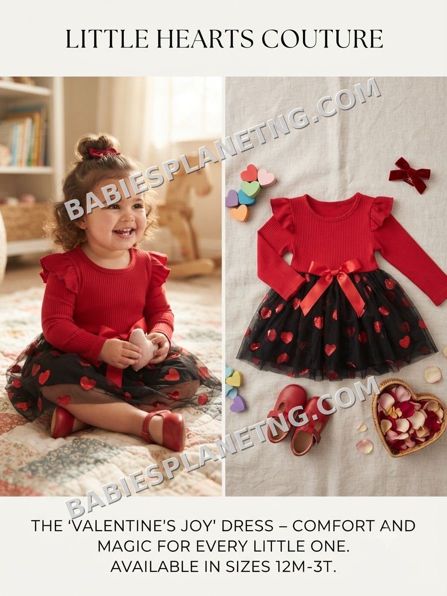 Heart Print Tutu Dress for Girls