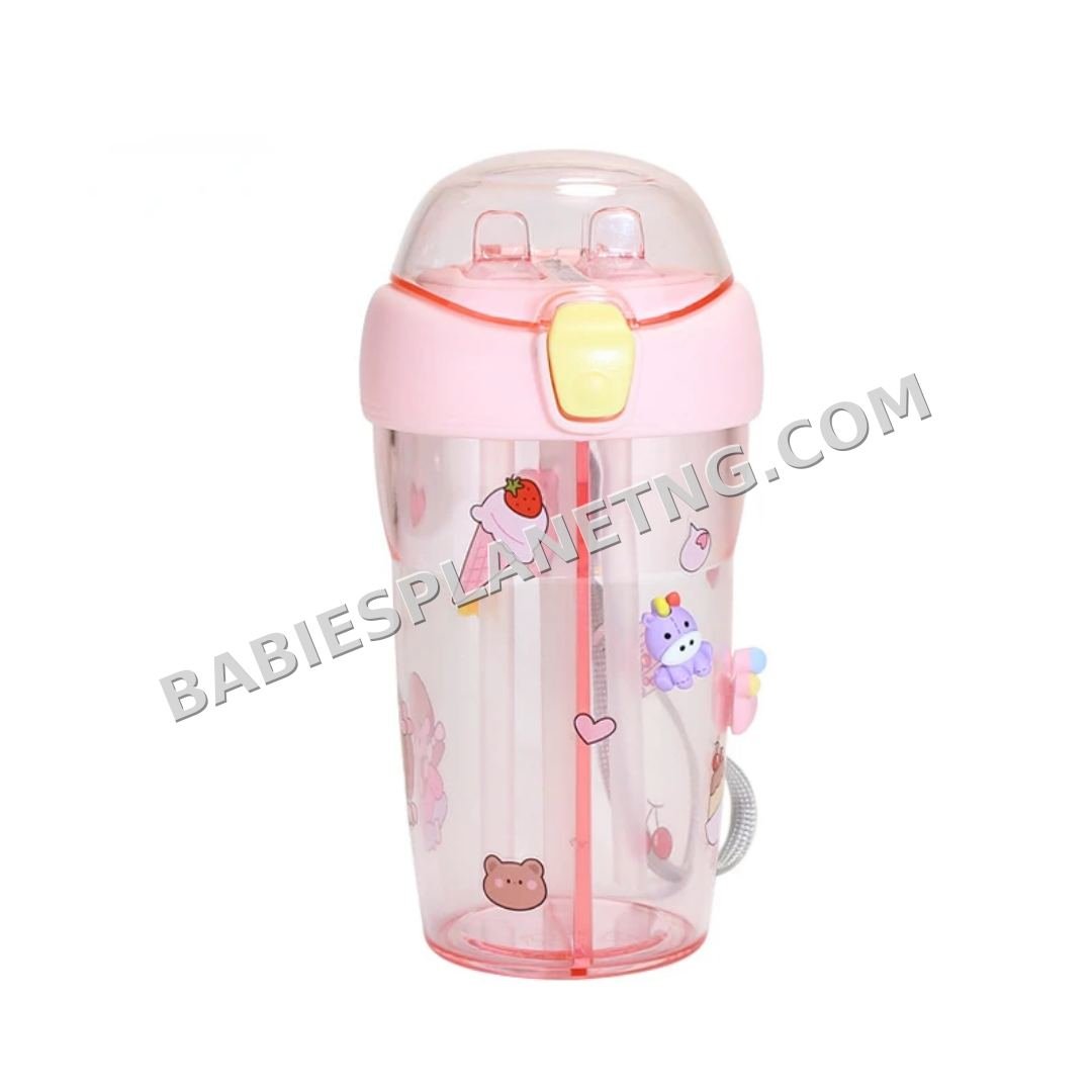 Pink Cartoon Character Water Bottle