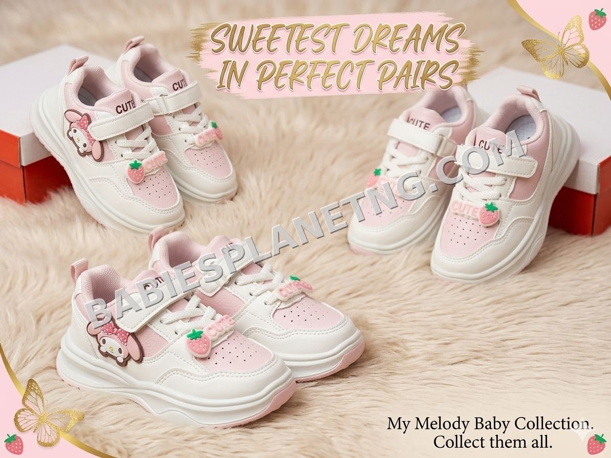 Baby Girls' White and Pink Sneakers