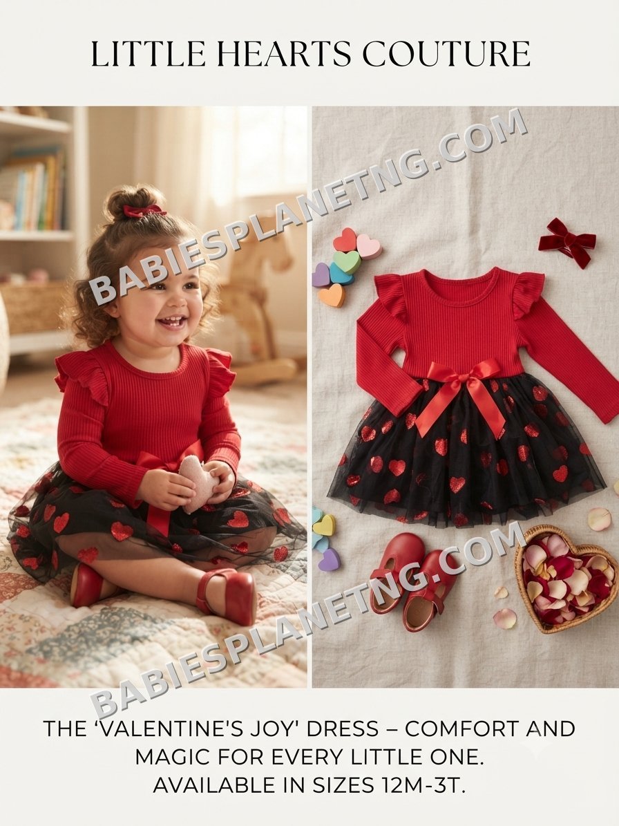 Heart Print Tutu Dress for Girls