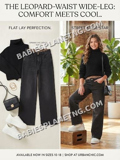 Women's Wide-Leg Jeans with Leopard Waistband