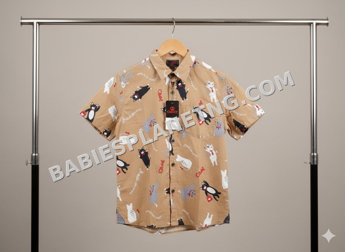 Gucci-branded short-sleeve button-down shirt for children.007