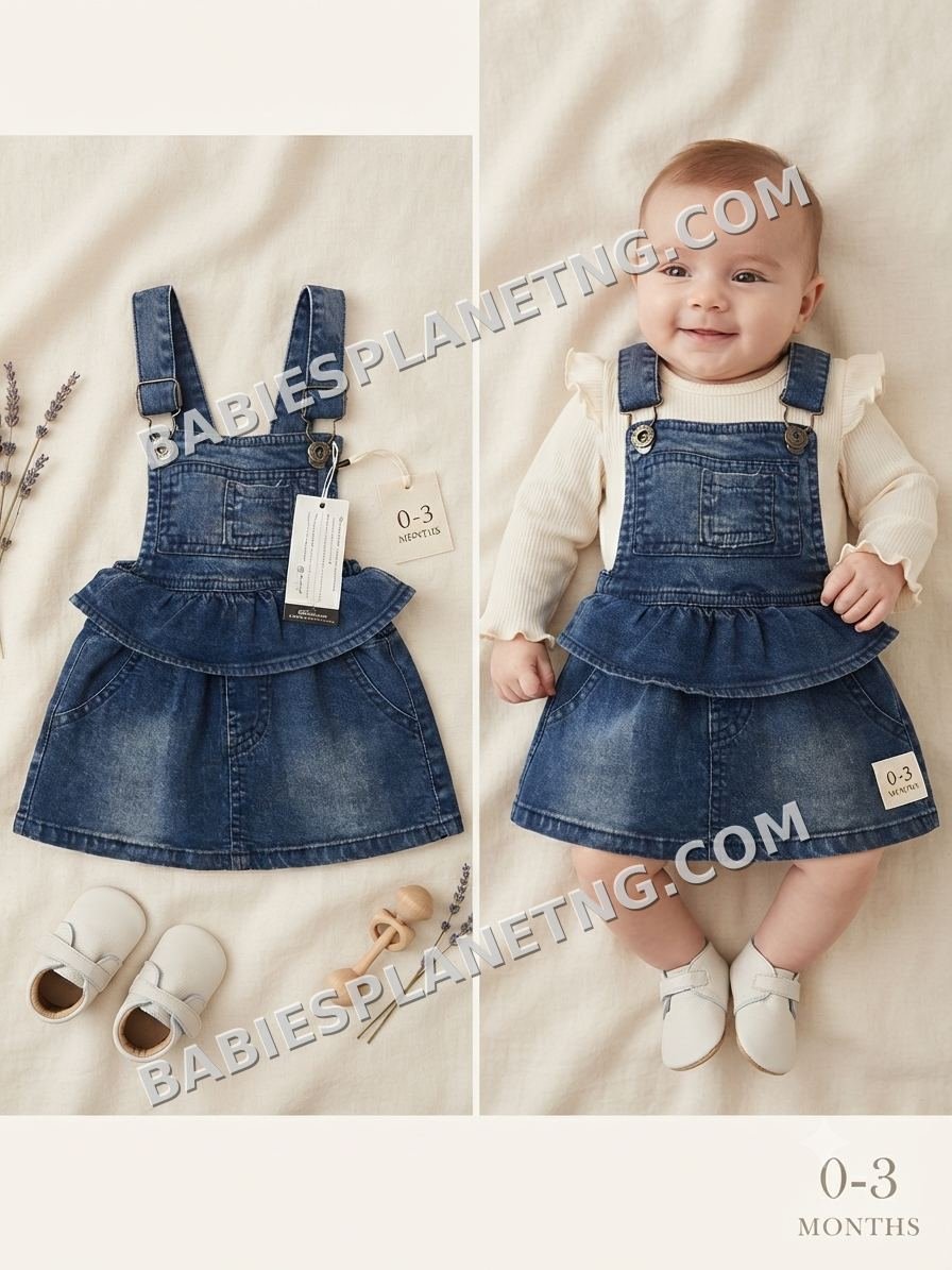 Denim Ruffle Suspender Skirt