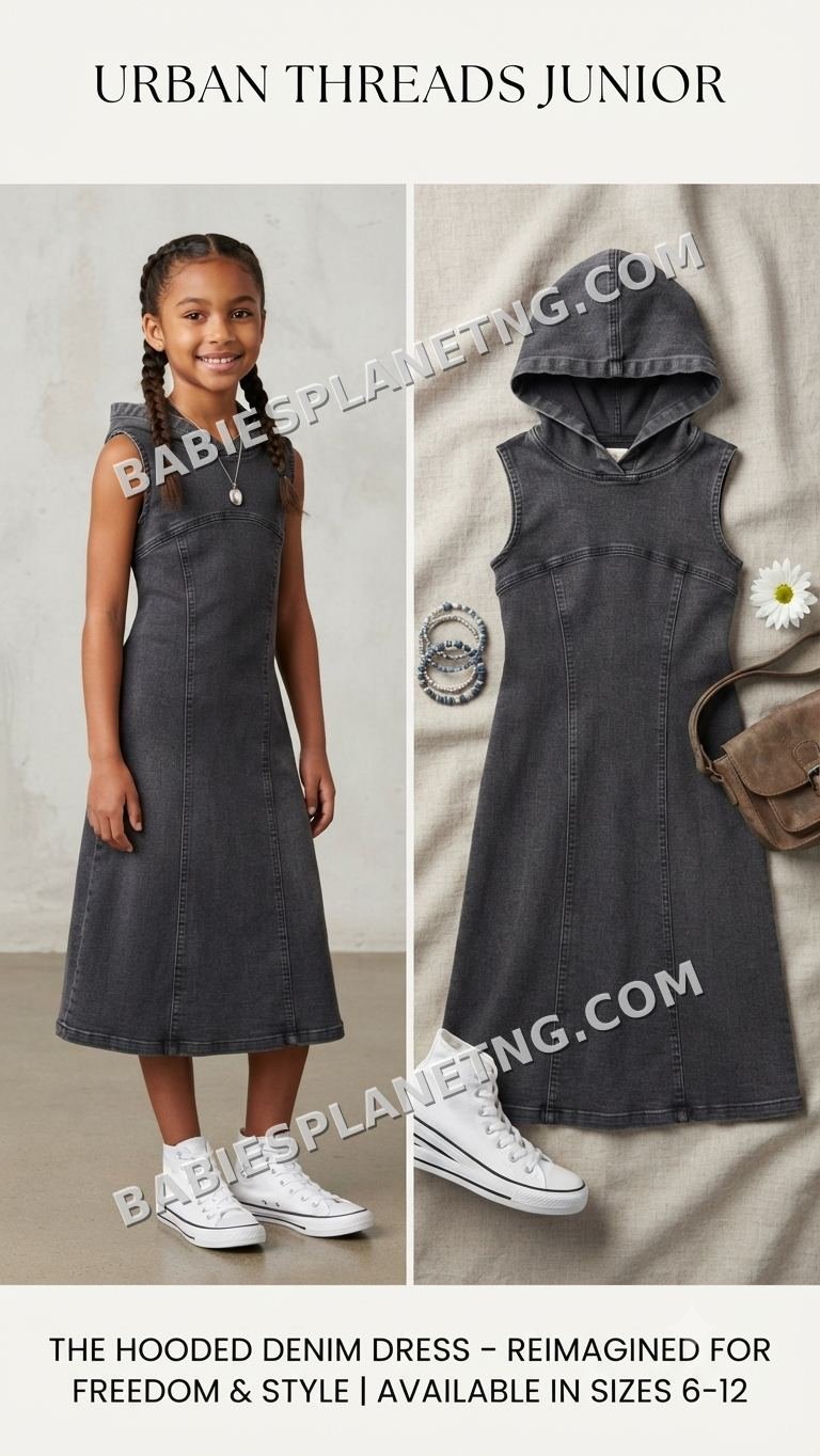 Denim Sleeveless Hooded Dress