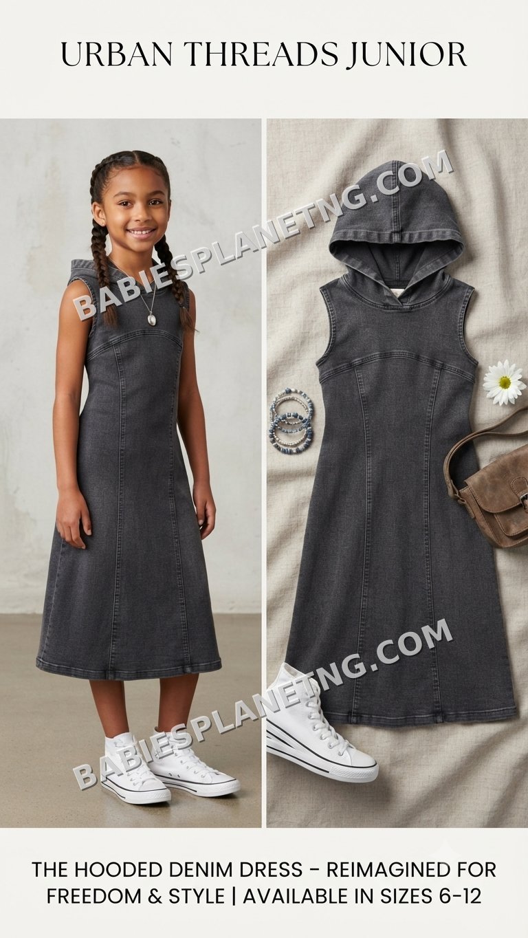Denim Sleeveless Hooded Dress