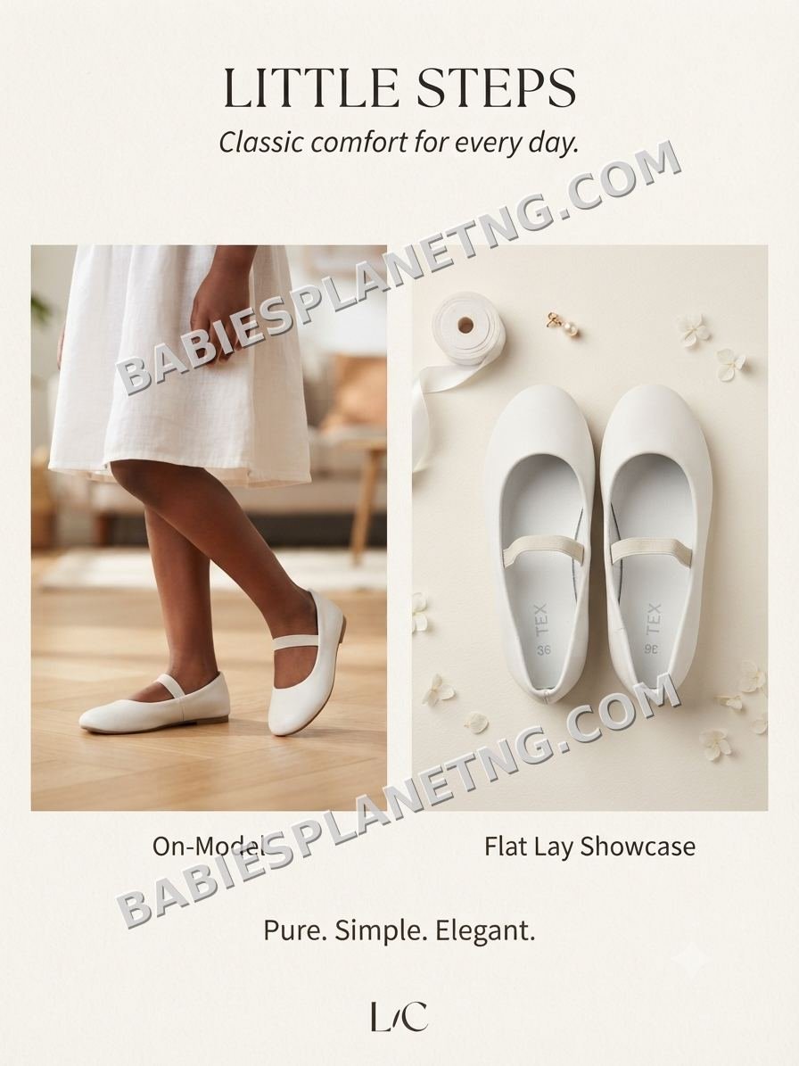 White Kids' Elastic Strap Shoes