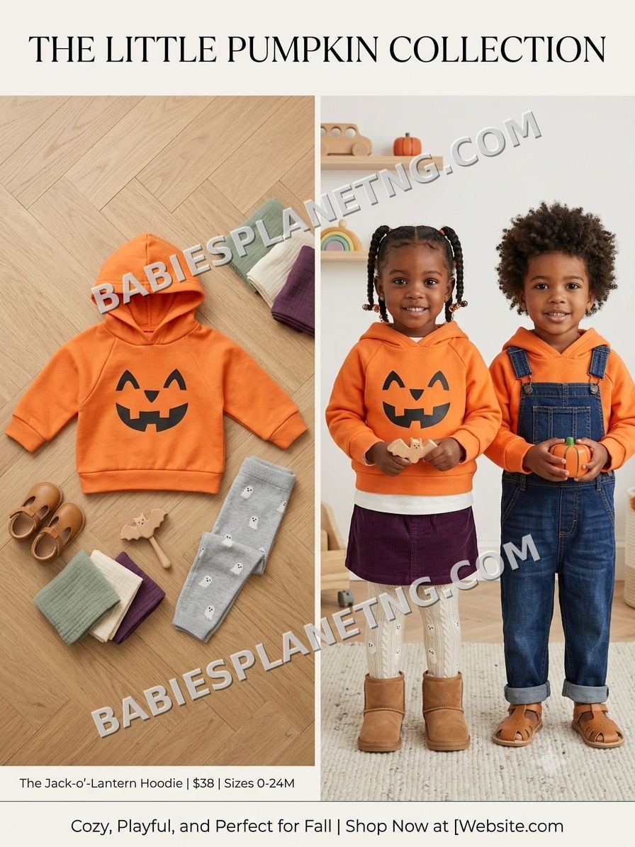 Kids' Pumpkin Graphic Hooded Sweatshirt