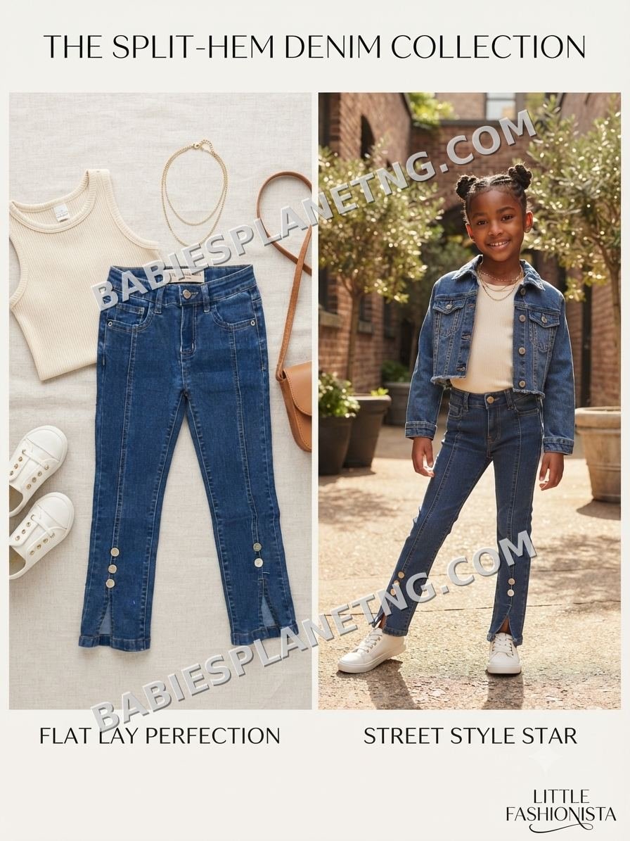 Kids Denim Split Hem Jeans
