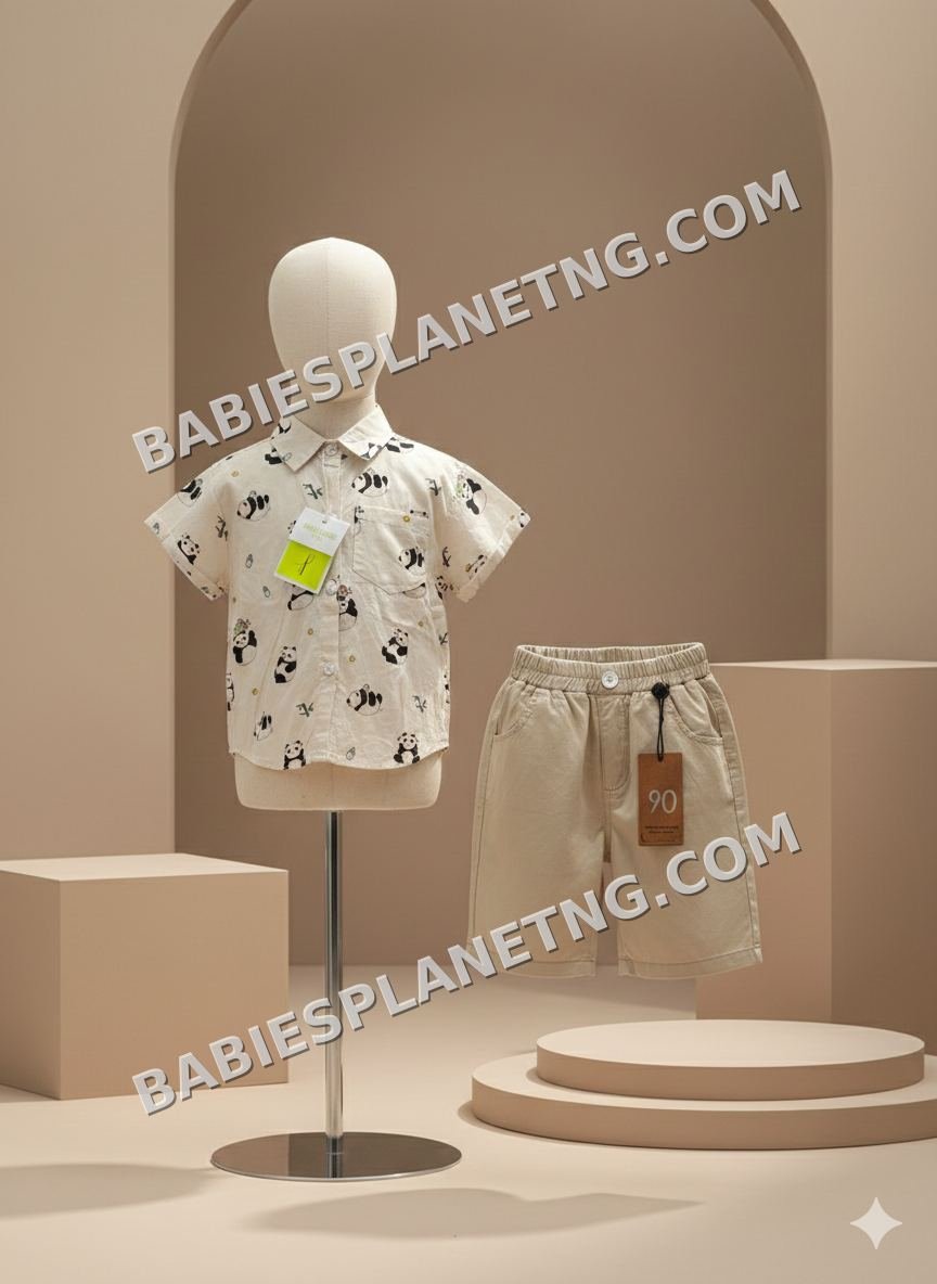 panda print shirt and short
